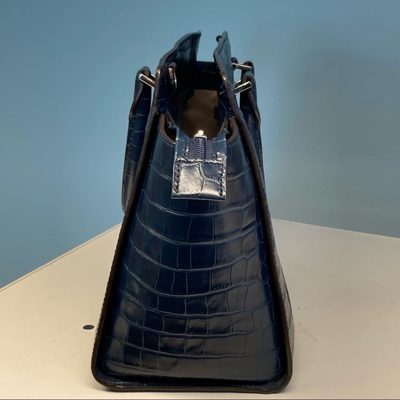 MICHAEL KORS Navy Blue Crocodile Embossed Leather Selma Tote Satchel - Picture 12 of 16